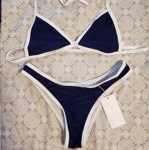 Blue White Lined Bikini